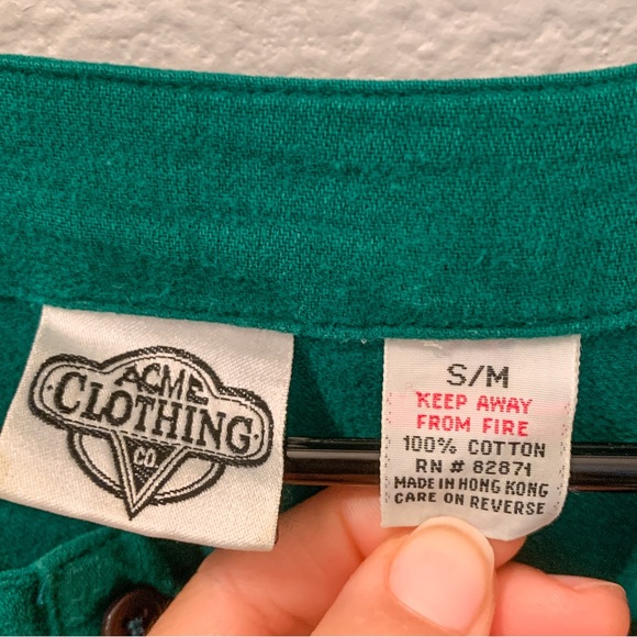 Vtg 1993 Looney Tunes Green Flannel Plaid Sleep Pajama Night Shirt Oversized M - Picture 8 of 13